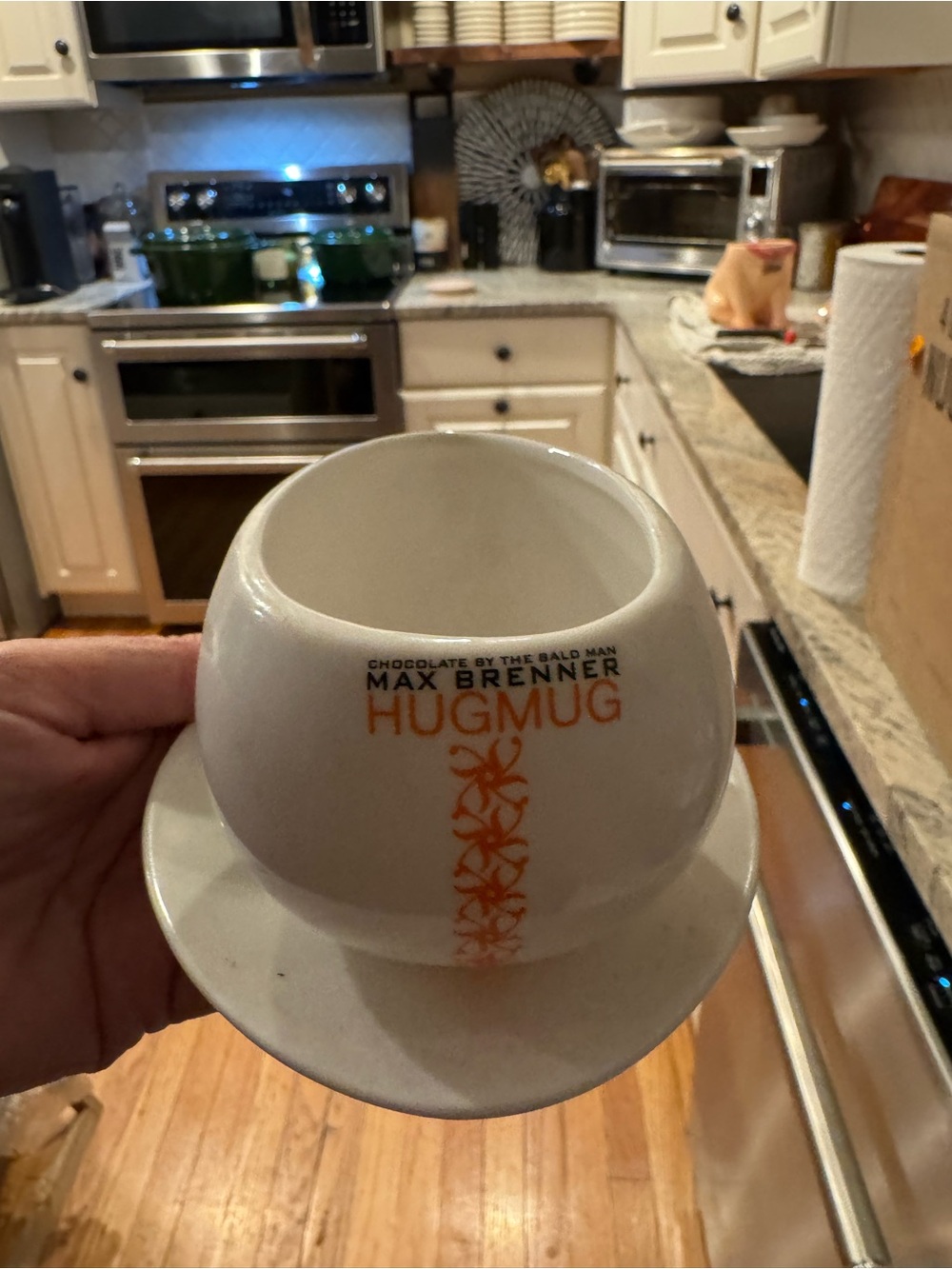 Vintage Hug Mug by Max Brenner in White and Orange set of 2